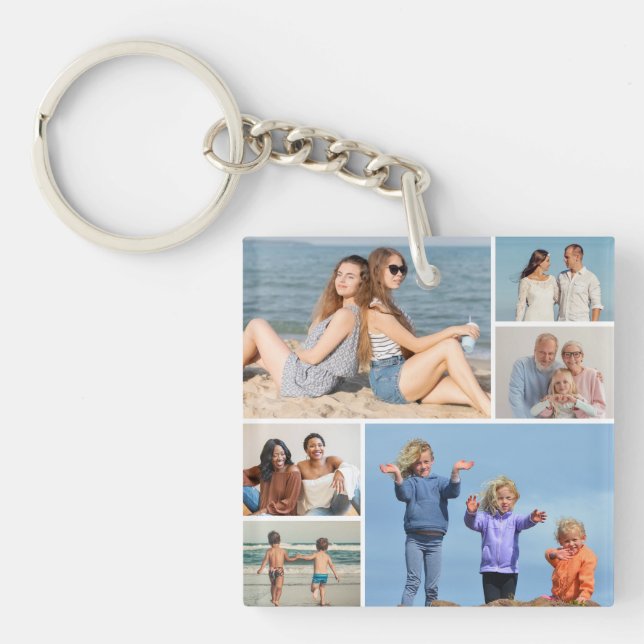 Create Your Own 6 Photo Collage Key Ring (Front)