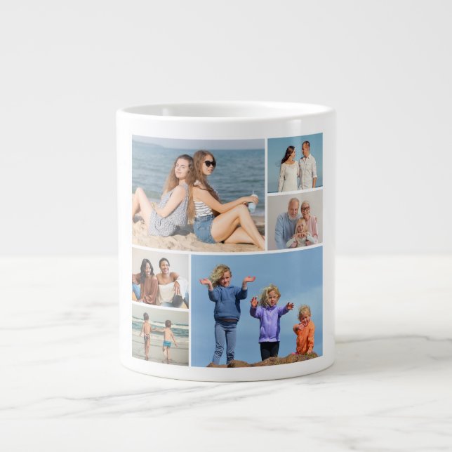 Create Your Own 6 Photo Collage Large Coffee Mug (Front)
