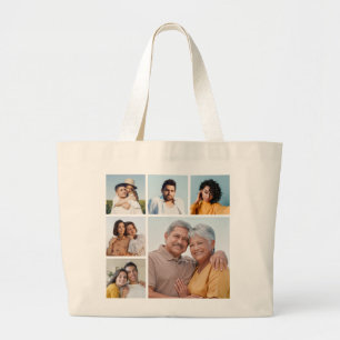 Create Your Own 6 Photo Collage Large Tote Bag