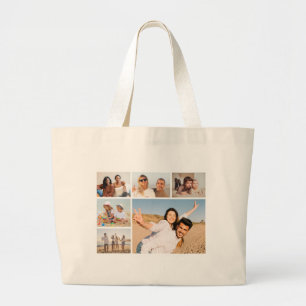 Create Your Own 6 Photo Collage Large Tote Bag