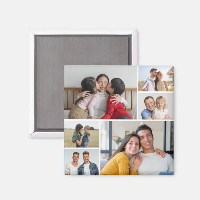 Create Your Own 6 Photo Collage Magnet (Front/Back)