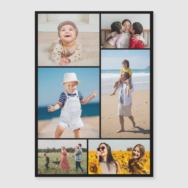 Create Your Own 6 Photo Collage Magnetic Card (Front)