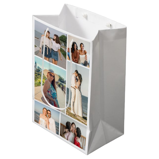 Create Your Own 6 Photo Collage Medium Gift Bag (Front Angled)