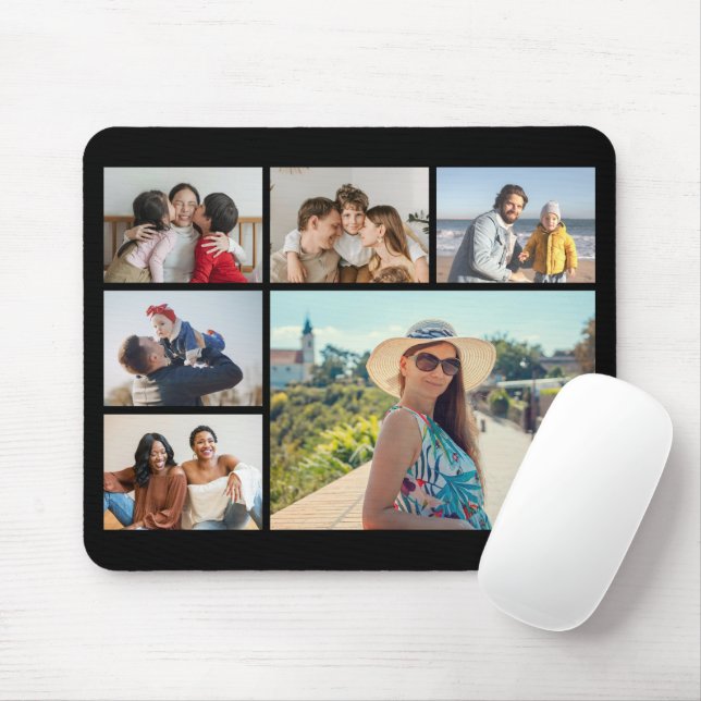Create Your Own 6 Photo Collage  Mouse Mat (With Mouse)