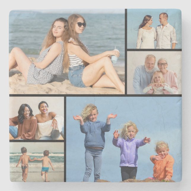 Create Your Own 6 Photo Collage Stone Coaster (Front)