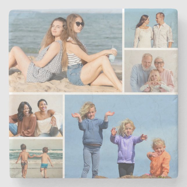 Create Your Own 6 Photo Collage Stone Coaster (Front)