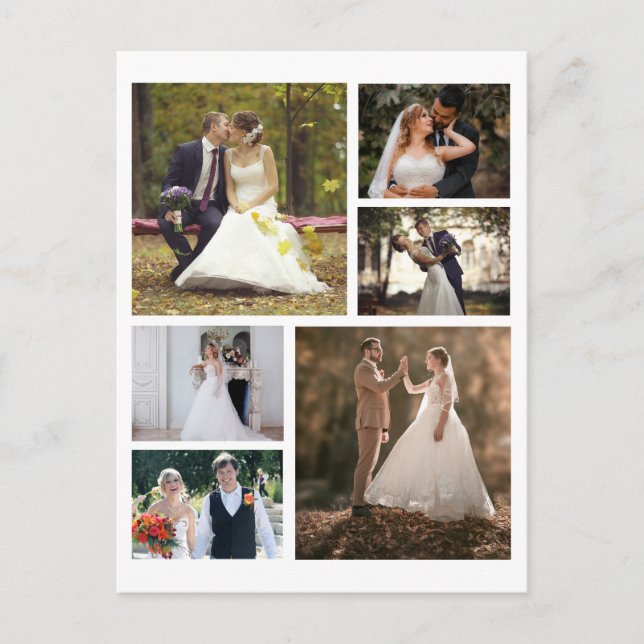 Create Your Own 6 Photo Wedding Collage Holiday Postcard (Front)