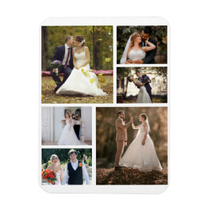 Create Your Own 6 Photo Wedding Collage Magnet