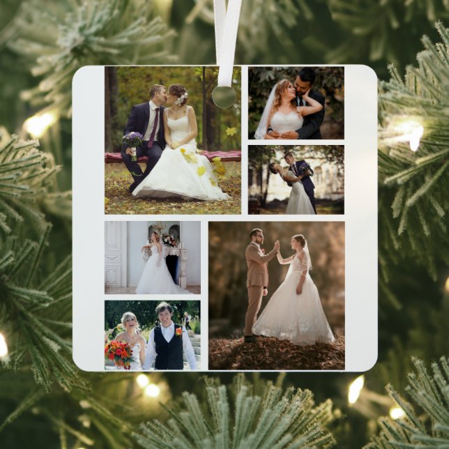 Create Your Own 6 Photo Wedding Collage Metal Tree Decoration (Insitu)