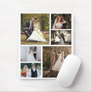 Create Your Own 6 Photo Wedding Collage Mouse Mat
