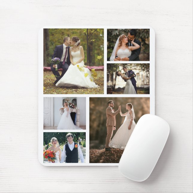 Create Your Own 6 Photo Wedding Collage Mouse Mat (With Mouse)