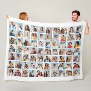 Create Your Own 70 Photo Collage Editable Colour Fleece Blanket