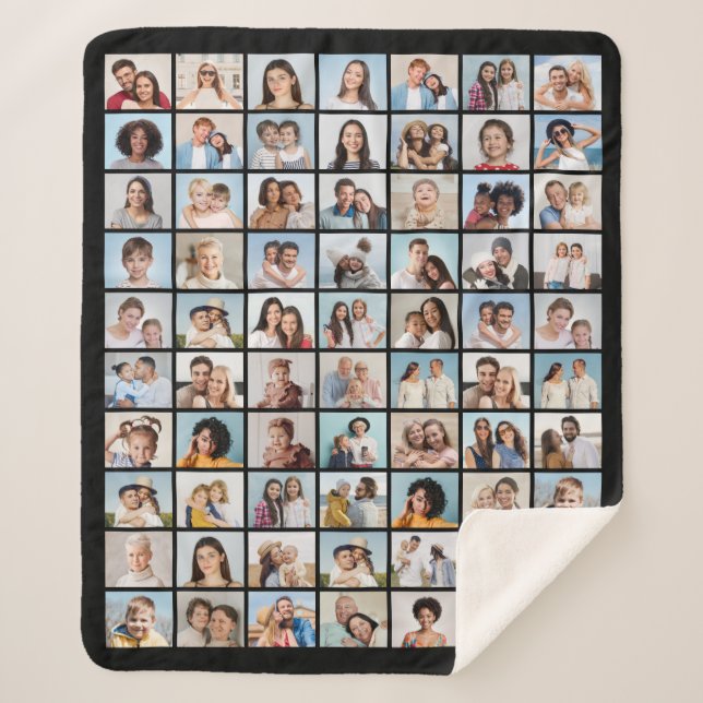 Create Your Own 70 Photo Collage  Fleece Blanket (Front)