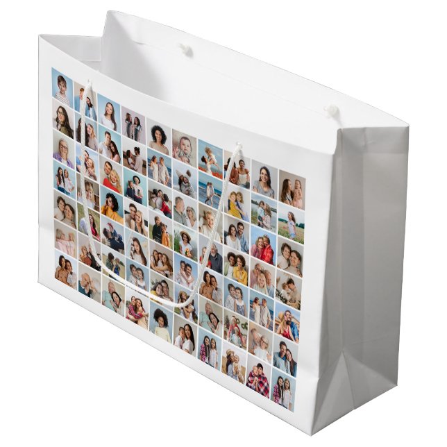 Create Your Own 70 Photo Collage Large Gift Bag (Front Angled)