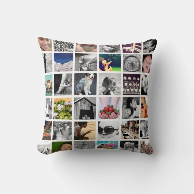 Create-Your-Own 72 Photo Collage Throw Pillow (Front)