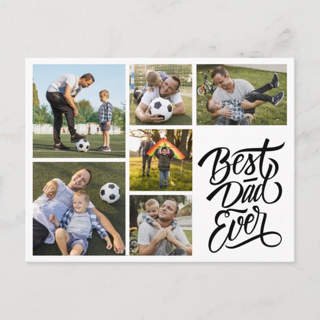 Create Your Own 7 Photo Collage Best Dad Ever Postcard (Front)