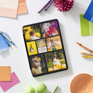 Create Your Own 7 Photo Collage Black iPad Pro Cover