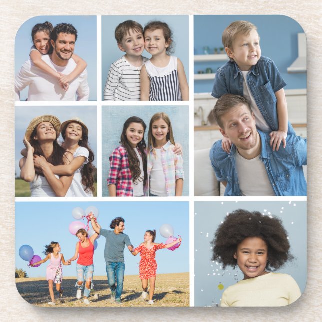  Create Your Own 7 Photo Collage  Coaster (Front)