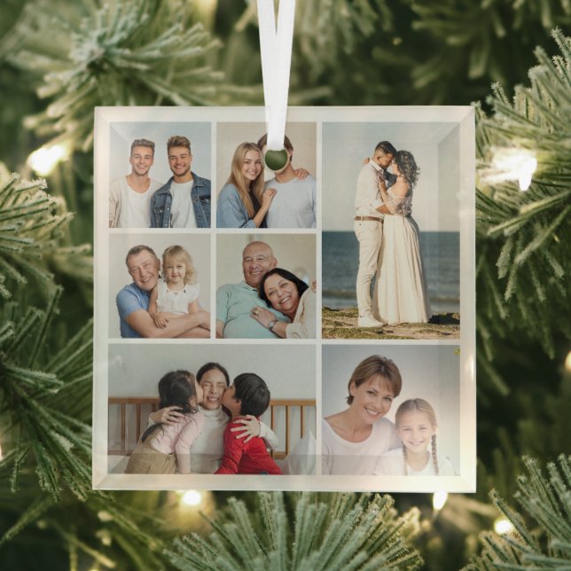  Create Your Own 7 Photo Collage  Glass Tree Decoration (Insitu)