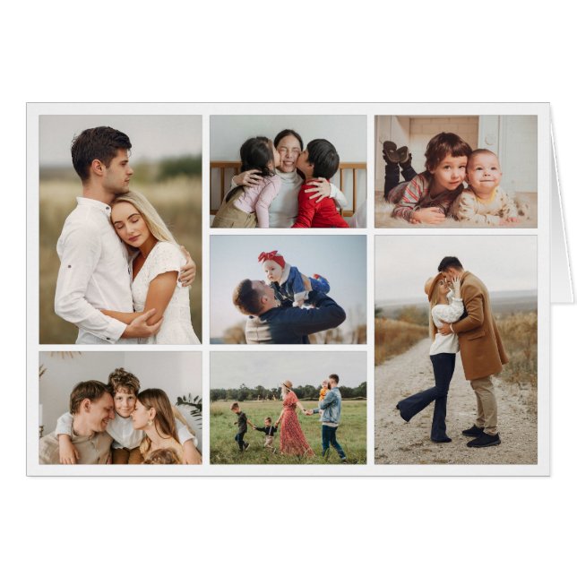 Create Your Own 7 Photo Collage Greeting Card (Front Horizontal)