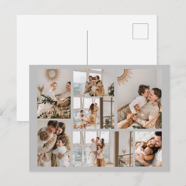 Create Your Own 7 Photo Collage Holiday Postcard (Front/Back)