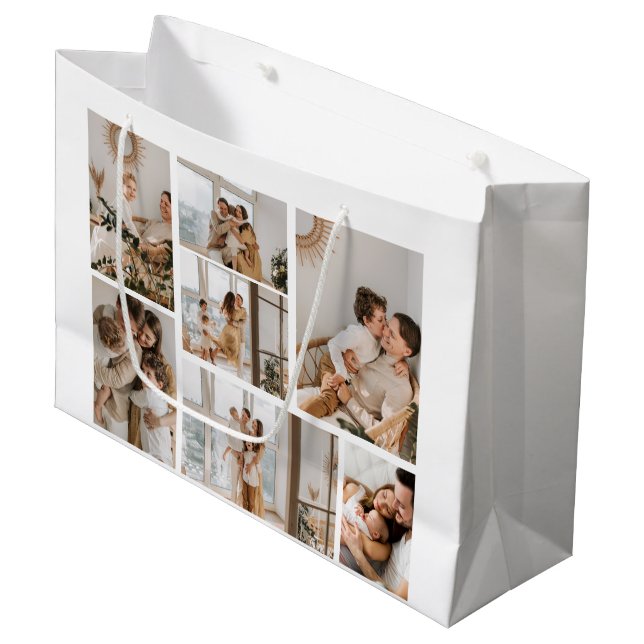 Create Your Own 7 Photo Collage Large Gift Bag (Front Angled)