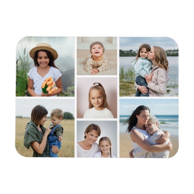 Create Your Own 7 Photo Collage Magnet (Horizontal)