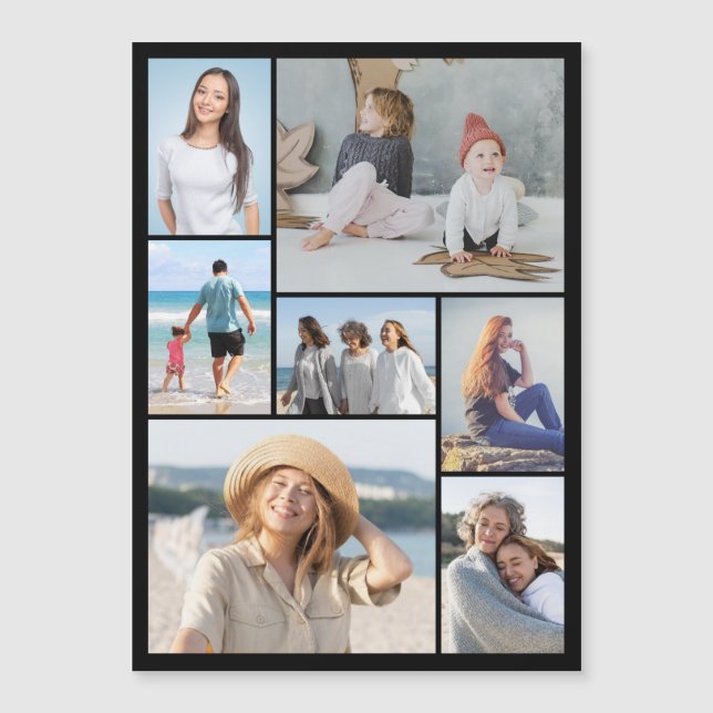 Create Your Own 7 Photo Collage Magnetic Card (Front)