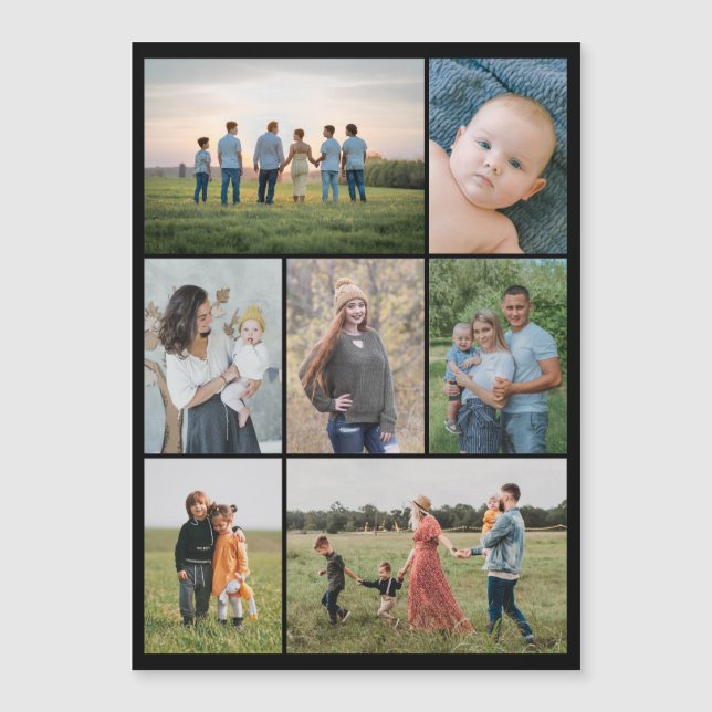 Create Your Own 7 Photo Collage Magnetic Card (Front)