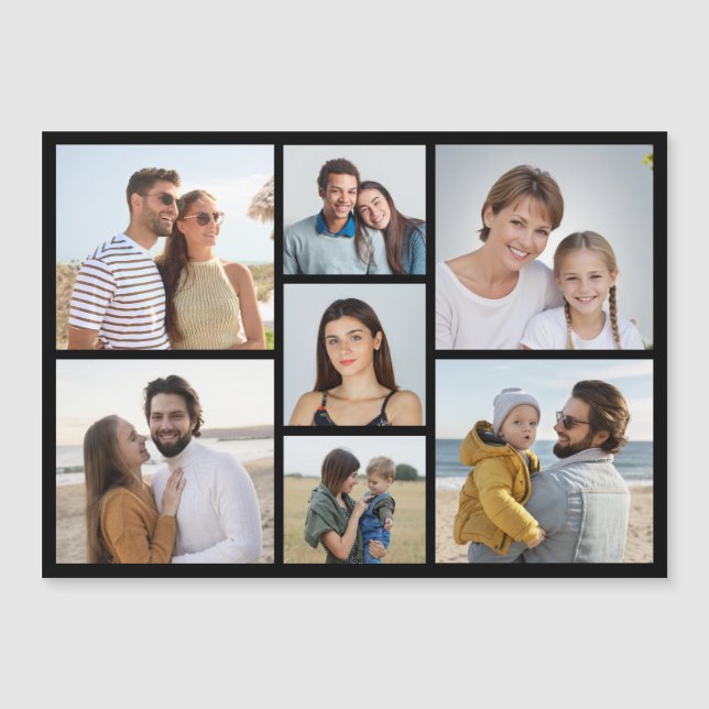 Create Your Own 7 Photo Collage Magnetic Card (Front)