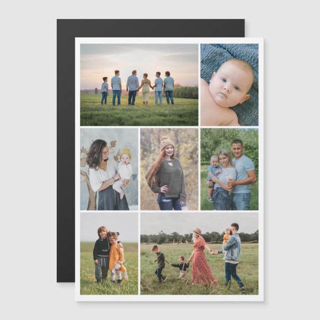 Create Your Own 7 Photo Collage Magnetic Card (Front/Back)
