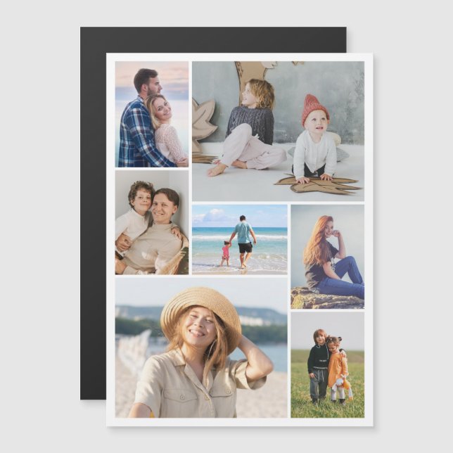 Create Your Own 7 Photo Collage Magnetic Card (Front/Back)