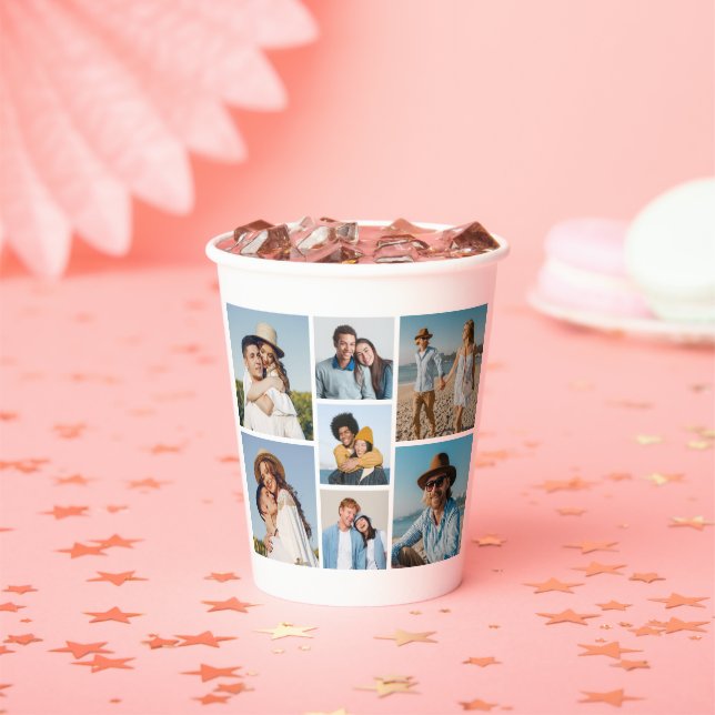 Create Your Own 7 Photo Collage Paper Cups (Insitu)