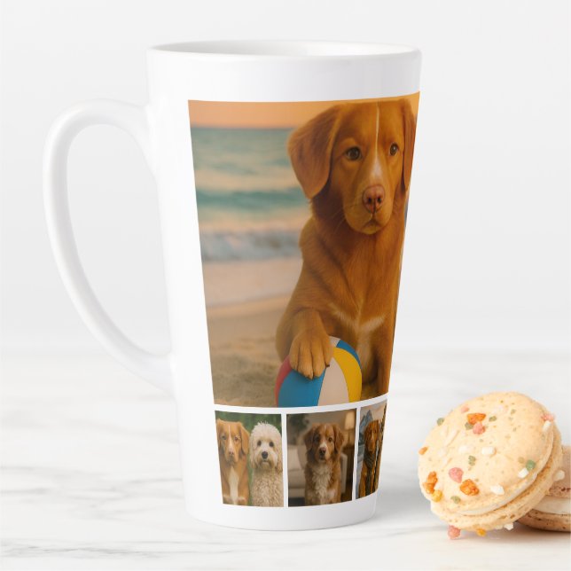 Create your own 7 photo collage personalized latte mug (In Situ)