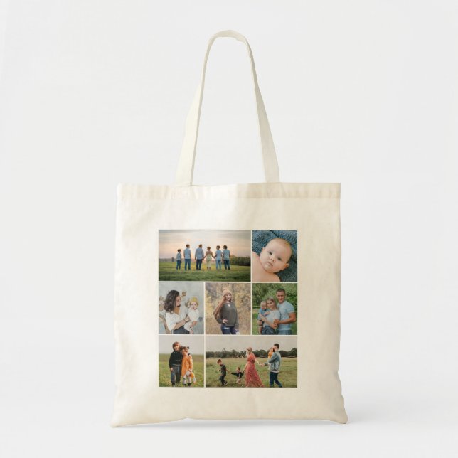 Create Your Own 7 Photo Collage Tote Bag (Front)