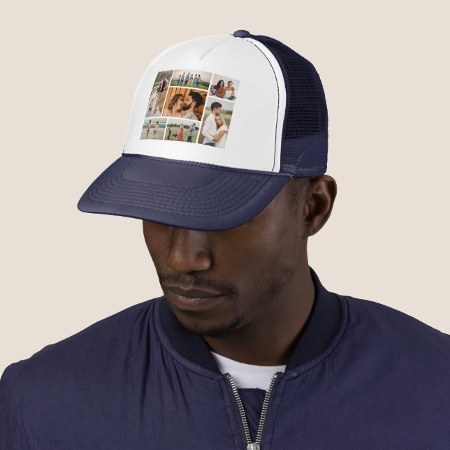 Create Your Own 7 Photo Collage Trucker Hat (In Situ)