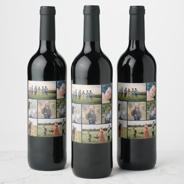 Create Your Own 7 Photo Collage Wine Label (Bottles)