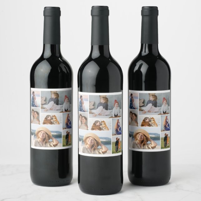 Create Your Own 7 Photo Collage Wine Label (Bottles)