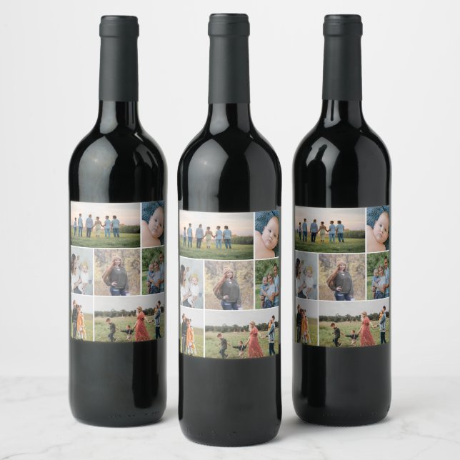Create Your Own 7 Photo Collage Wine Label (Bottles)