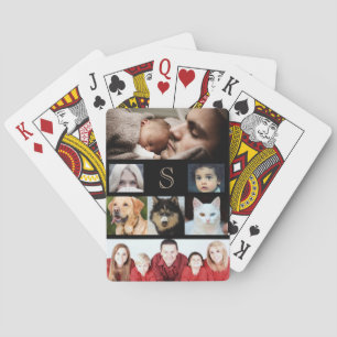 Create your Own 7 Photo Collage with Monogram Playing Cards