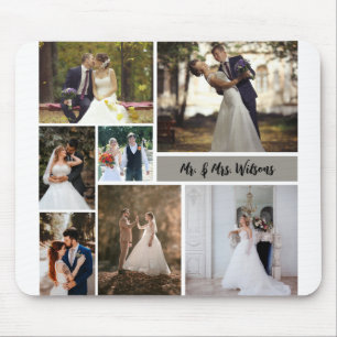 Create Your Own 7-Photo Wedding Collage Mouse Mat