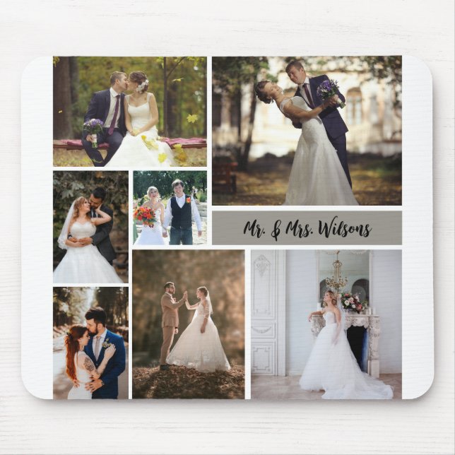 Create Your Own 7-Photo Wedding Collage Mouse Mat (Front)
