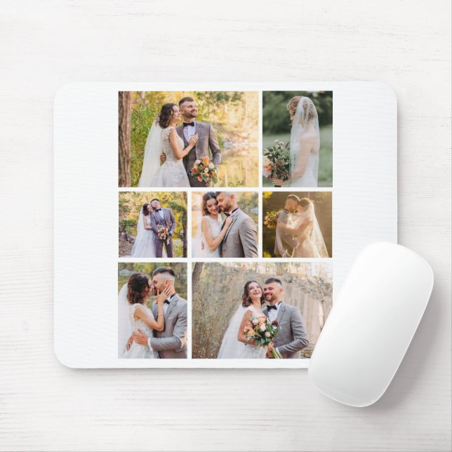 Create Your Own 7 Photo Wedding Collage Mouse Mat (With Mouse)
