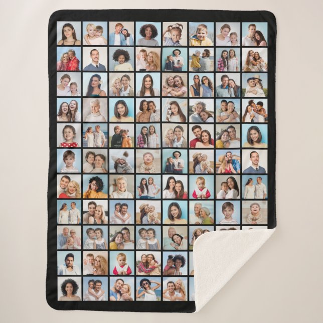 Create Your Own 88 Photo Collage Sherpa Blanket (Front)