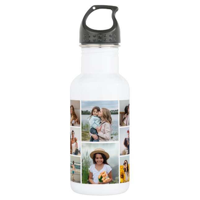 Create Your Own 8 Photo Collage 532 Ml Water Bottle (Front)