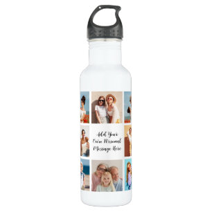 Create Your Own 8 Photo Collage Add Your Greeting 710 Ml Water Bottle