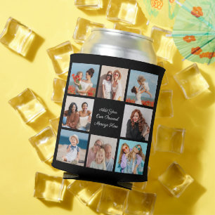 Create Your Own 8 Photo Collage Add Your Greeting Can Cooler