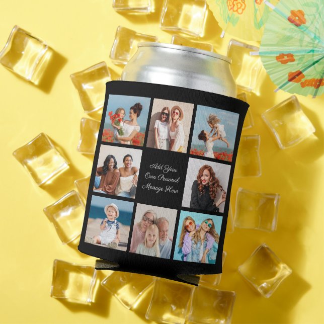 Create Your Own 8 Photo Collage Add Your Greeting Can Cooler (In Situ Summer)