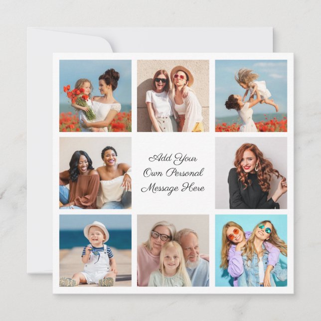 Create Your Own 8 Photo Collage Add Your Greeting Card (Front)