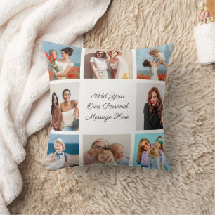 Create Your Own 8 Photo Collage Add Your Greeting Cushion
